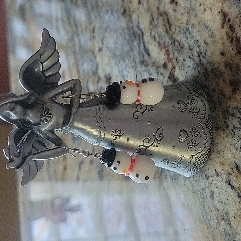 Holidays snowman earrings, set of 3 - Picture 2 of 13